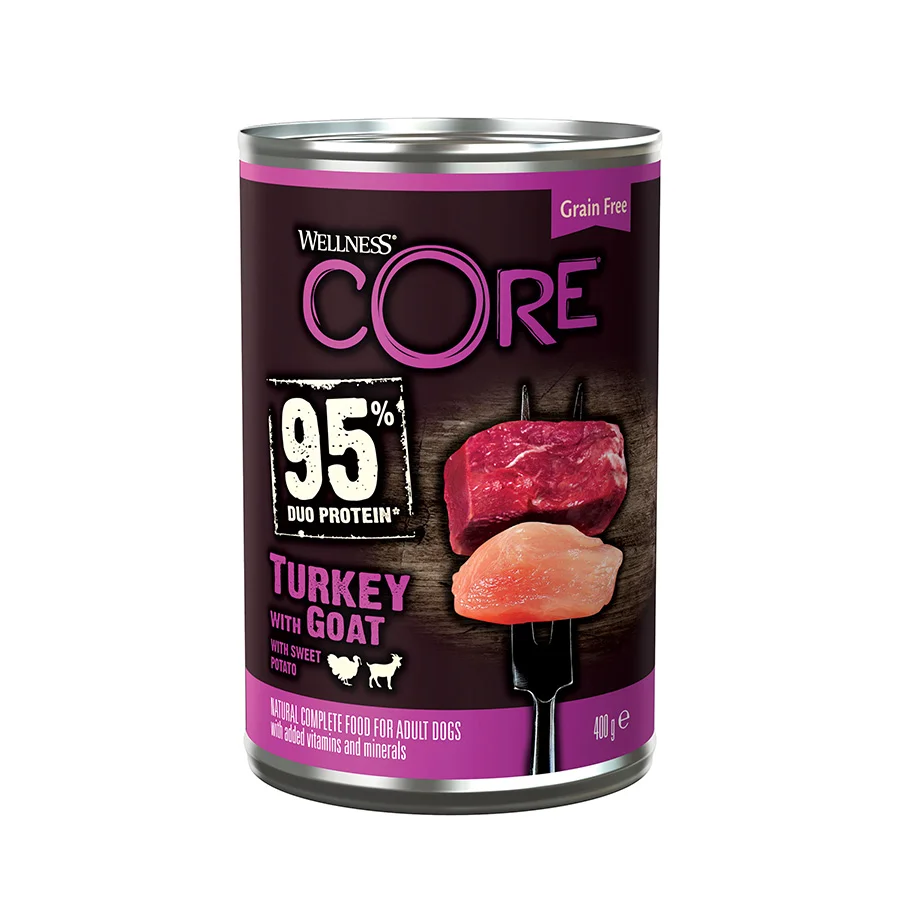 Genuine Wellness Core 95 Grain Wet Adult Dog Food Turkey Goat 400g Elegant