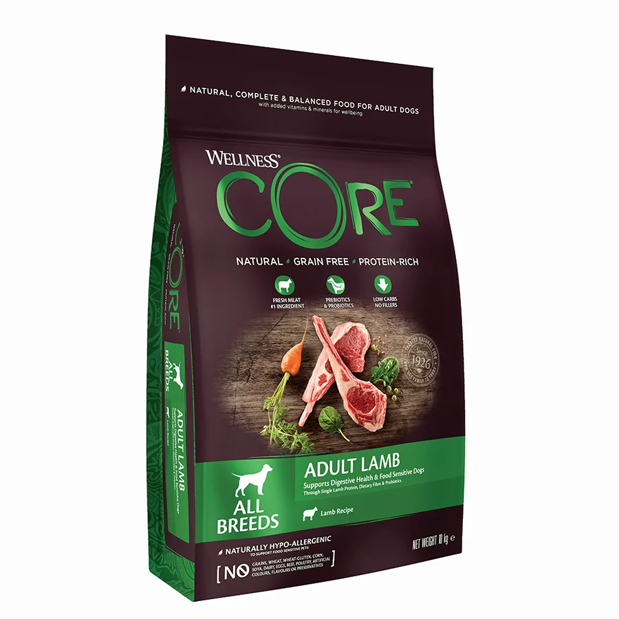 Long-Lasting Wellness Core Grain All Breeds Adult Dry Dog Food Lamb 10kg Contemporary