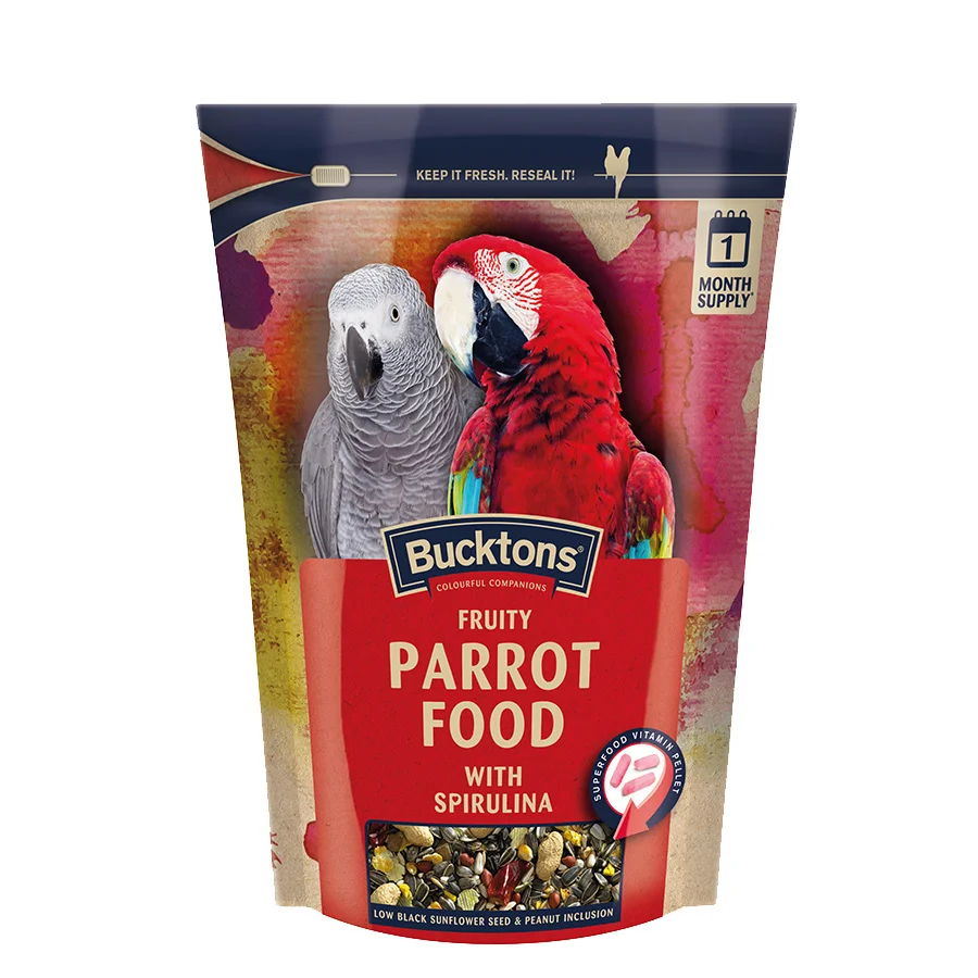 Eco-Friendly Bucktons Parrot Seed Mix with Spirulina 1.5kg Original Design
