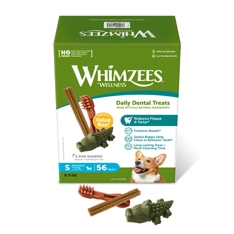 Pure Whimzees Small Dogs Daily Dental Variety Box 56 Pack 840g Eco-Friendly