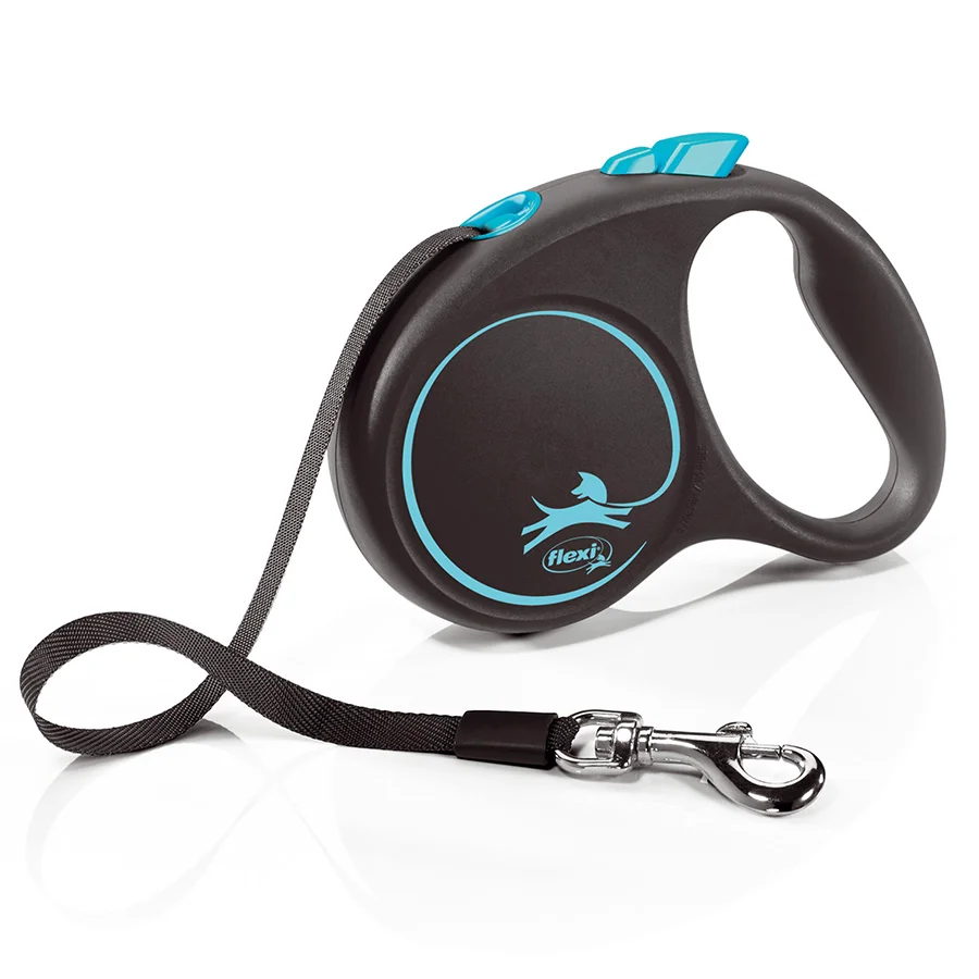 Long-Lasting Flexi Black Design Extending Dog Lead 5m Black Blue Small Fine Crafted