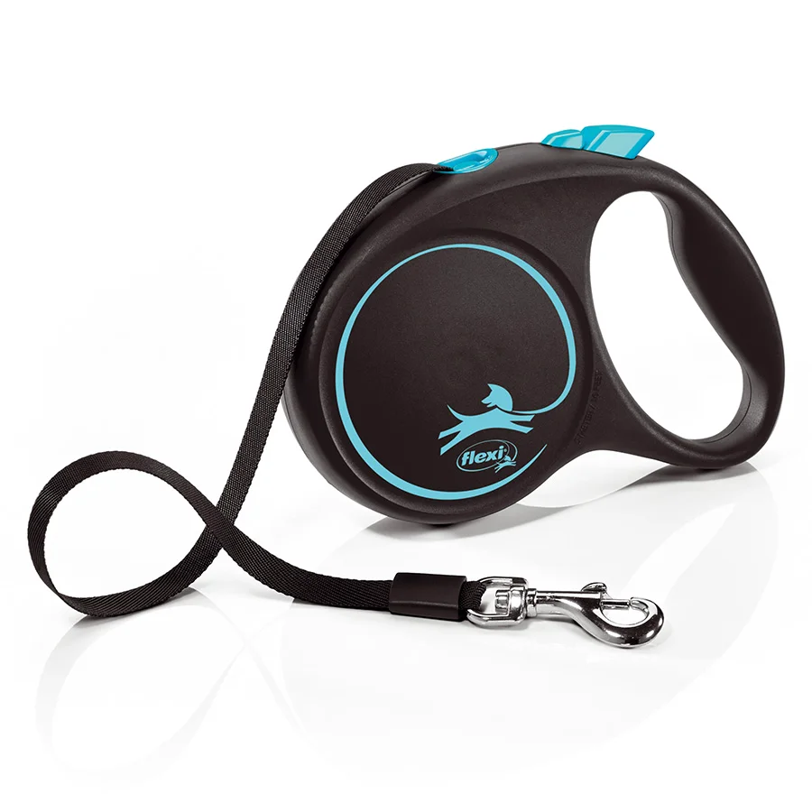 Contemporary Flexi Black Design Extending Dog Lead Tape 5m Black Blue Medium Genuine