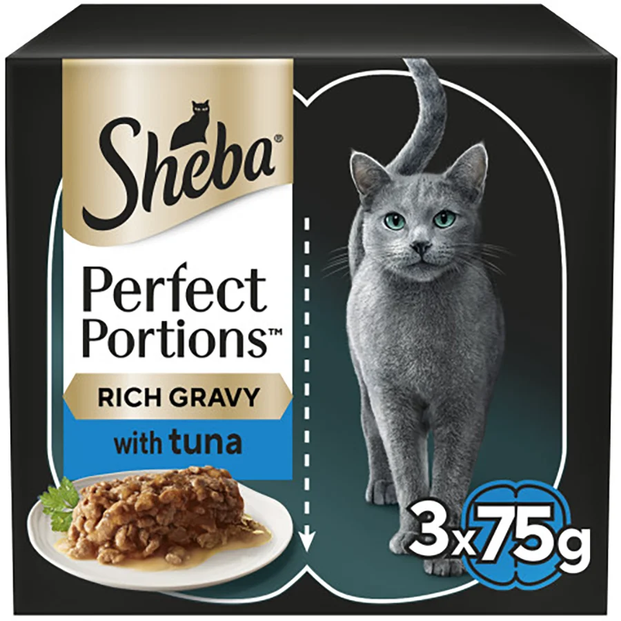 Enhanced Sheba Portions Wet Adult Cat Food Tuna In Gravy 6 x 37.5g Fine