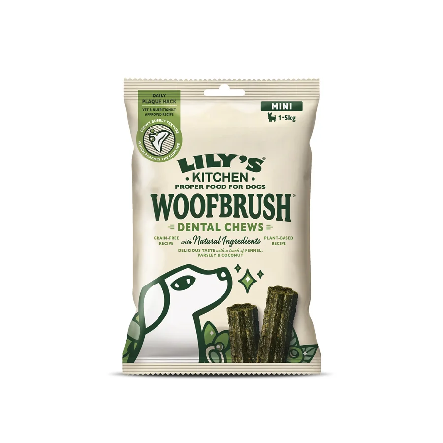 Environmentally Friendly Lily x27 s Kitchen Woofbrush Daily Dental Plaque Dog Chews Mini 130g Effective