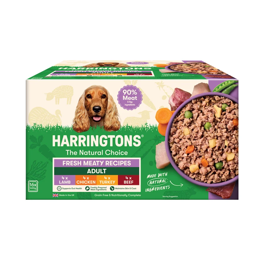 Effective Harringtons Grain Wet Dog Food Meaty Selection 16x400g Soft