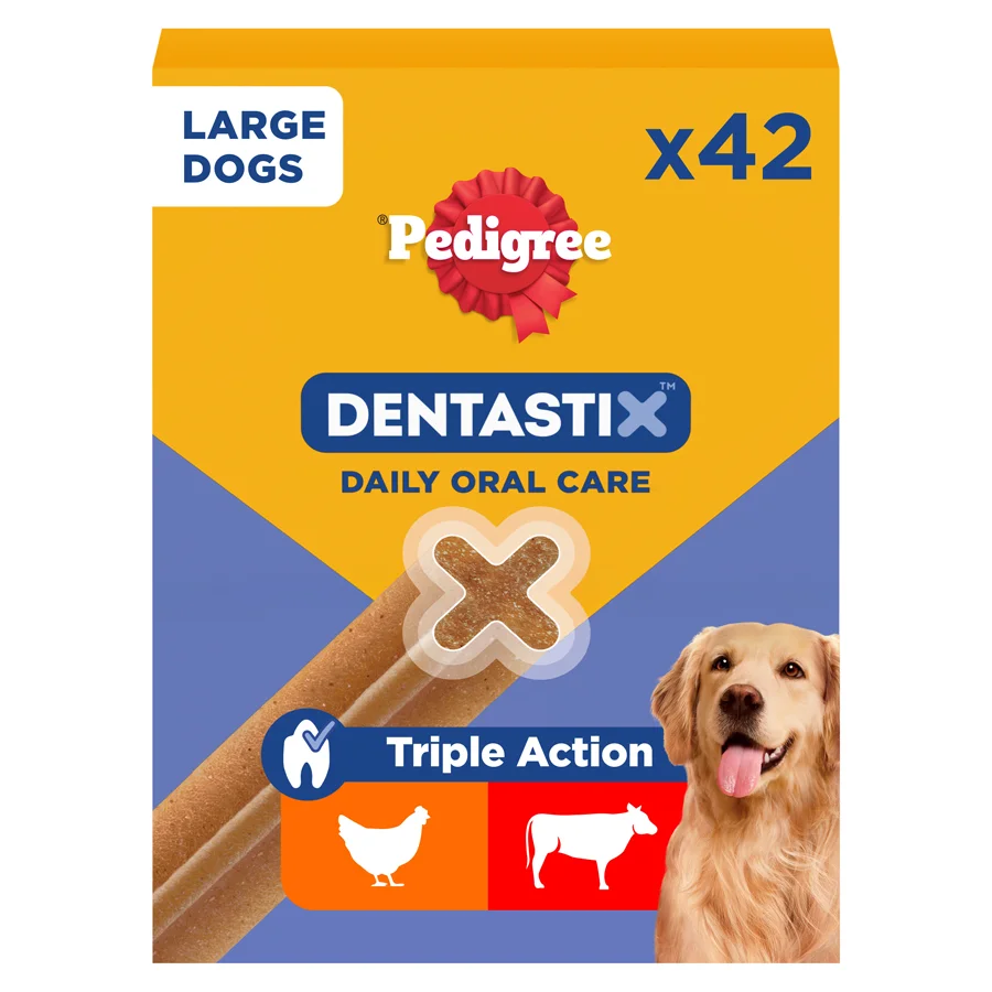 Long-Lasting Pedigree Dentastix Daily Dental Sticks Large Adult Dog 42 Pack 1.62kg Traditional