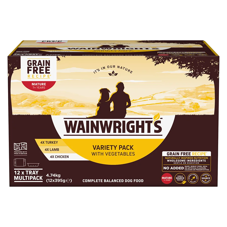 Contemporary Wainwright x27 s Grain Senior Wet Dog Food Variety 12x395g Practical