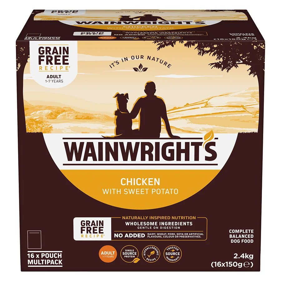High-Quality Wainwright x27 s Grain Adult Wet Dog Food Chicken 16x150g Elite