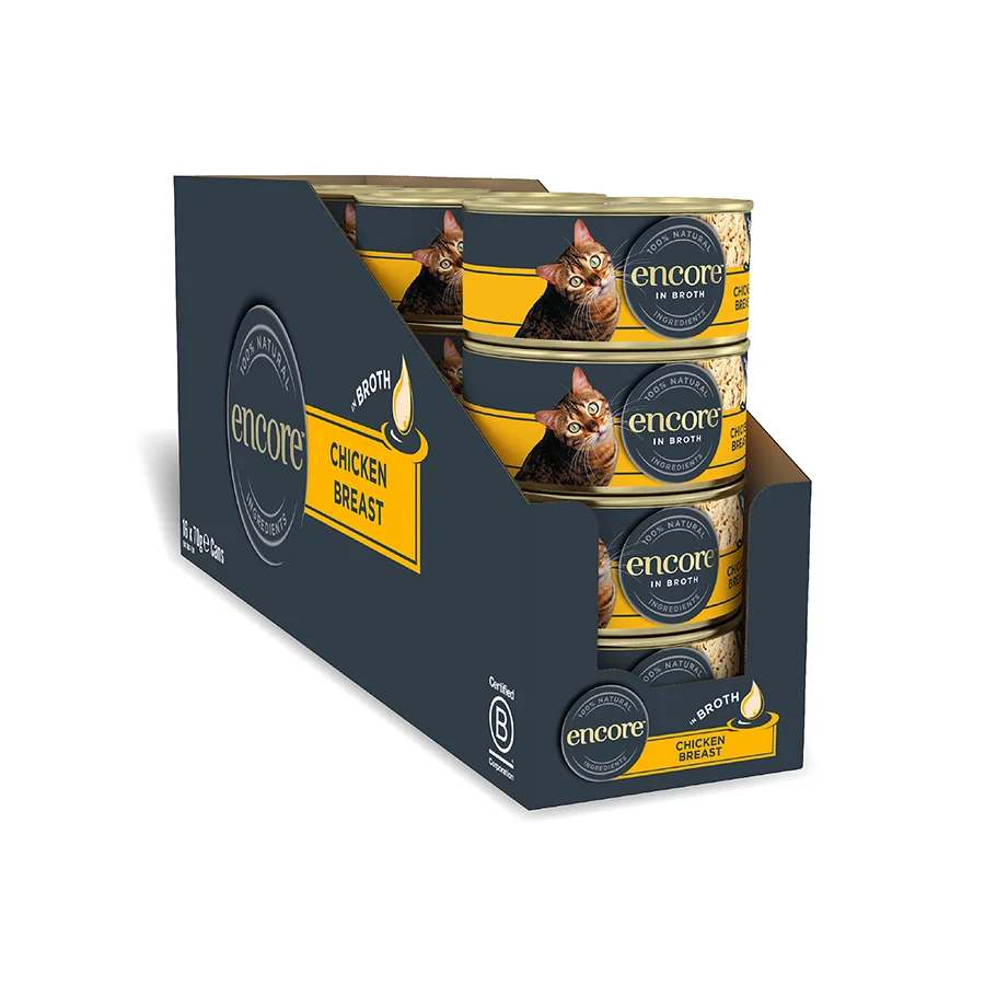Original Encore Adult Wet Cat Food Chicken Breast in Broth 16x70g Long-Lasting