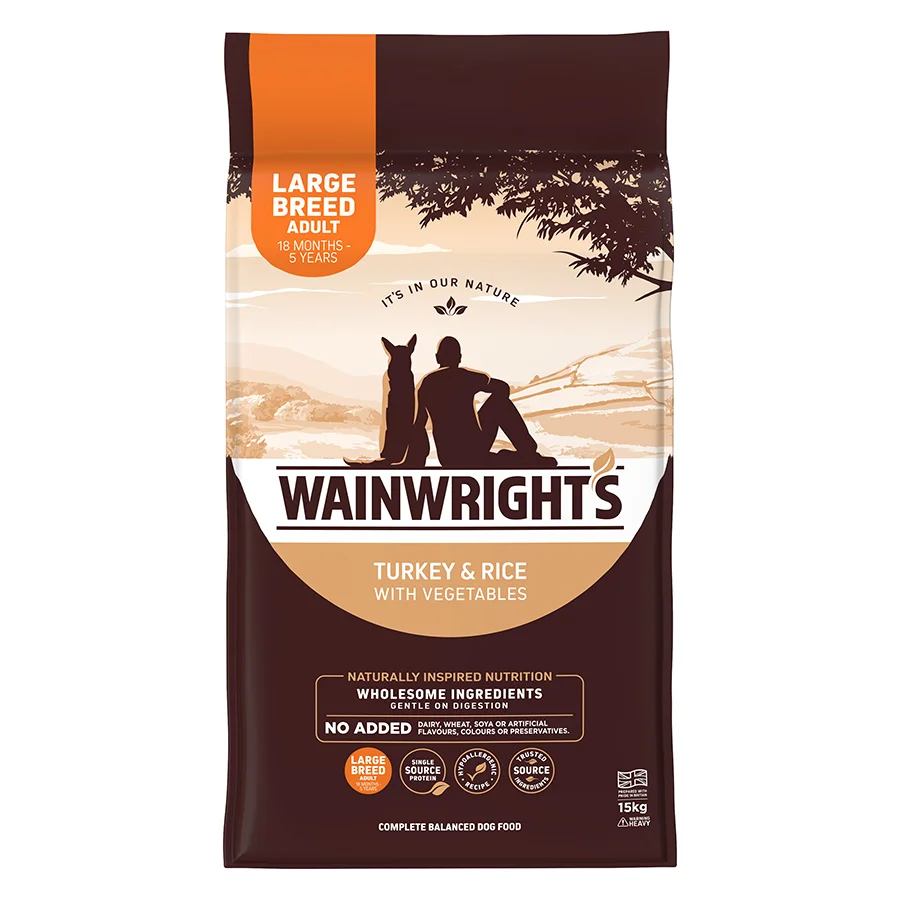 Fine Crafted Wainwright x27 s Large Breed Adult Dry Dog Food Turkey with Rice 15kg Next-Generation
