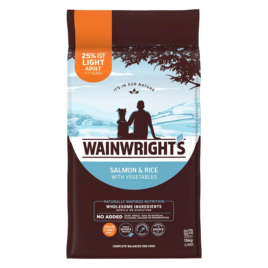 Breathable Wainwright x27 s Light Adult Dry Dog Food Salmon with Rice 15kg Contemporary
