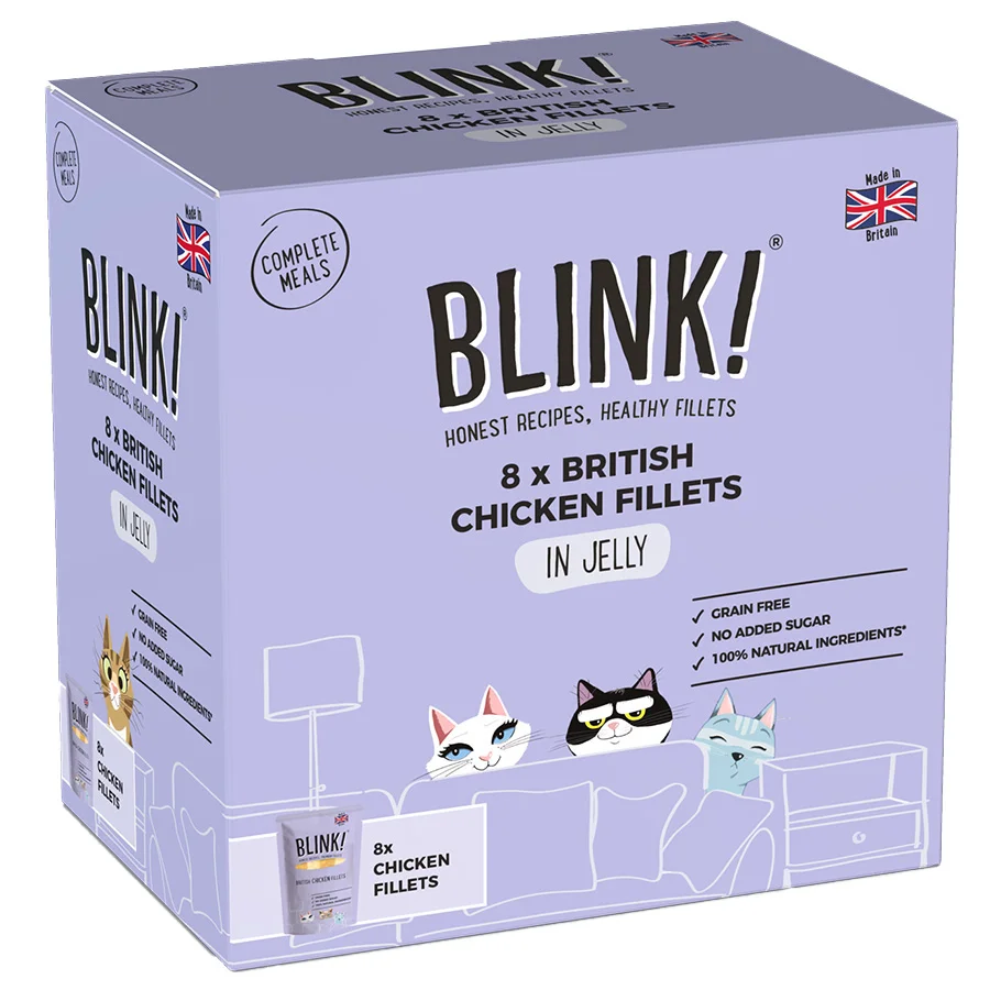 Eco-Friendly Blink Adult Wet Cat Food Chicken Fillets In Jelly 8x85g Elegant