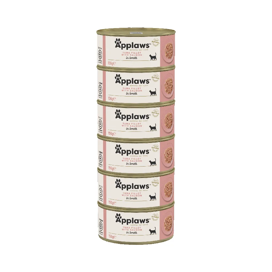 Eco-Friendly Applaws Natural Wet Cat Food Tuna Fillet with Salmon in Broth 6x156g Tins Reliable