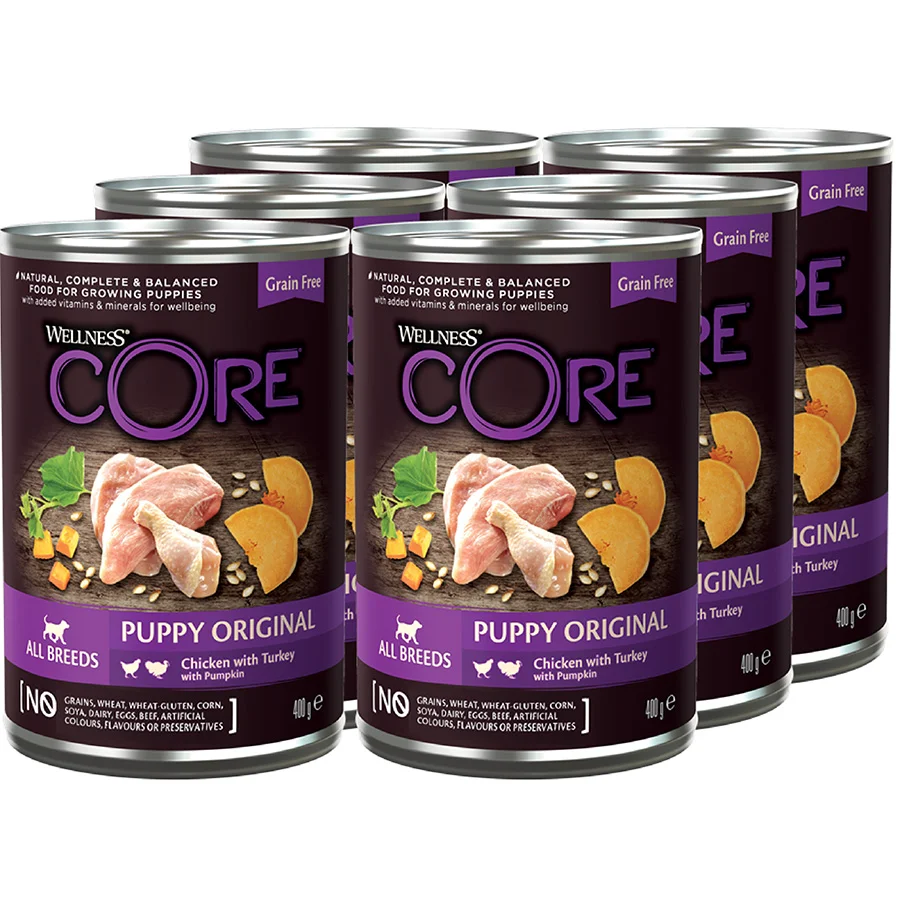 Detailed Wellness Core Grain Complete Wet Puppy Food Turkey Chicken 6x400g Official