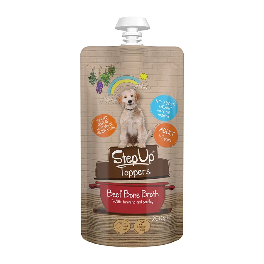 Detailed Step Up Naturals Adult Wet Dog Food Beef Bone Broth Toppers 200g Practical