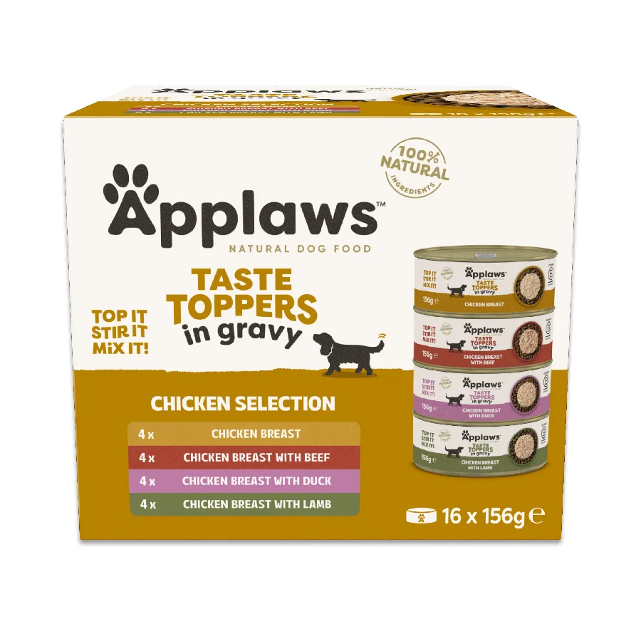 Clean Applaws Taste Toppers Natural Wet Dog Food Chicken in Gravy 16x156g Traditional