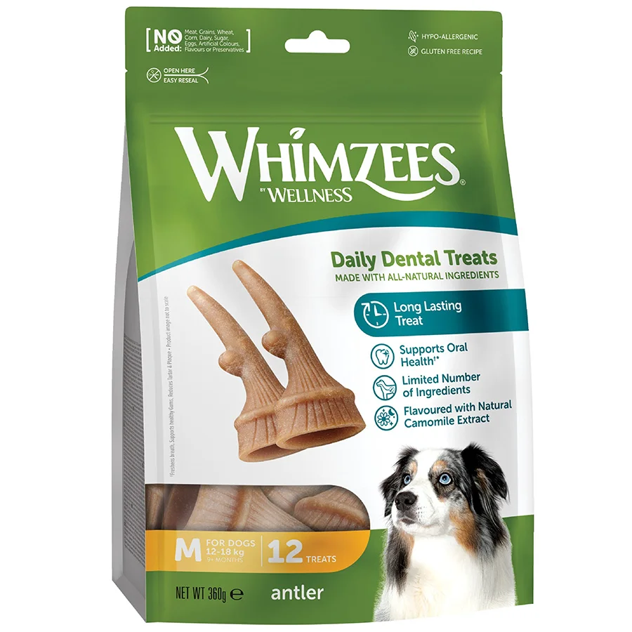 Fast Whimzees Daily Dental Antlers For Medium Dogs 12 Pack 360g Specialty