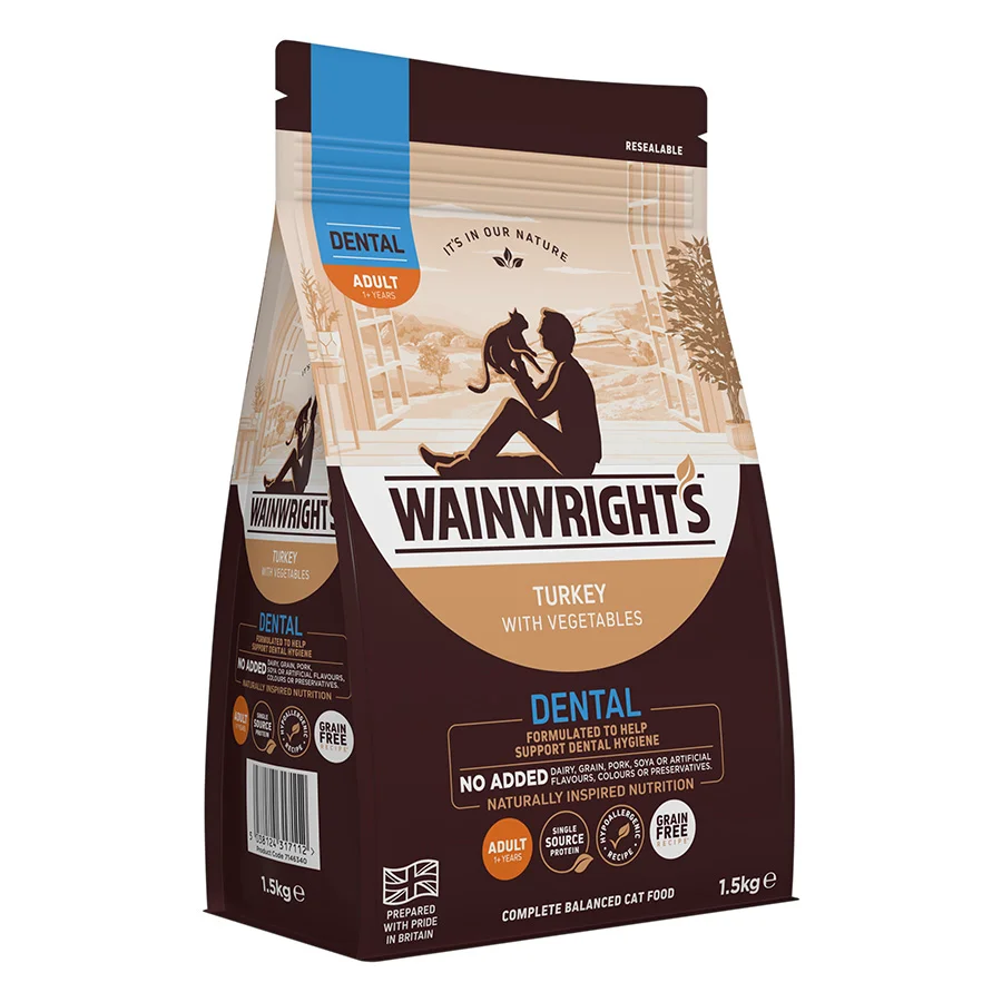 Organic Wainwright x27 s Grain Dental Dry Adult Cat Food 1.5kg Smooth