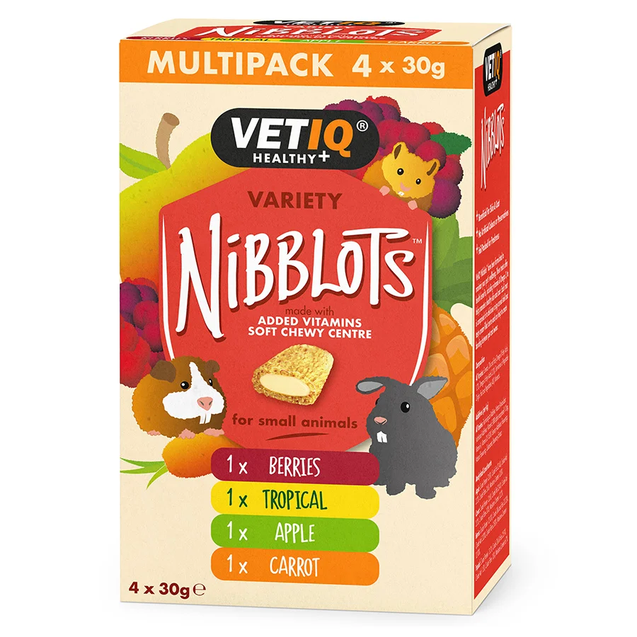 Flexible VETIQ Nibblots Small Animal Treats Variety Pack 4 x30g Quality
