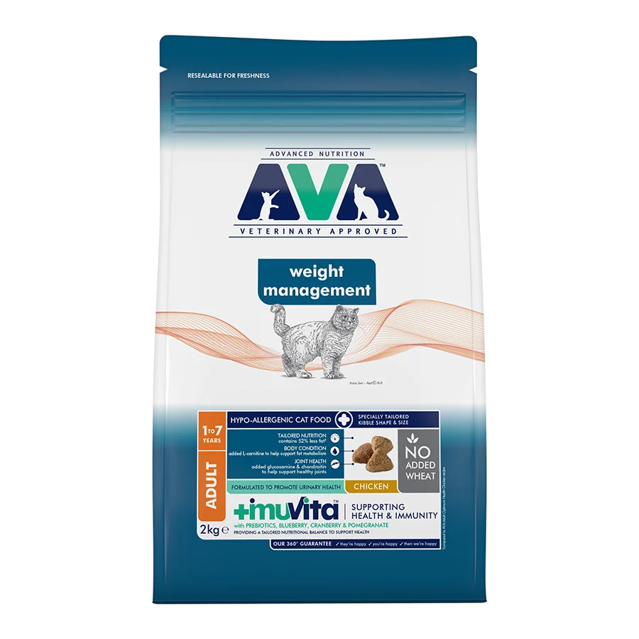 Effective AVA Weight Management Dry Cat Food Chicken 2kg Clean