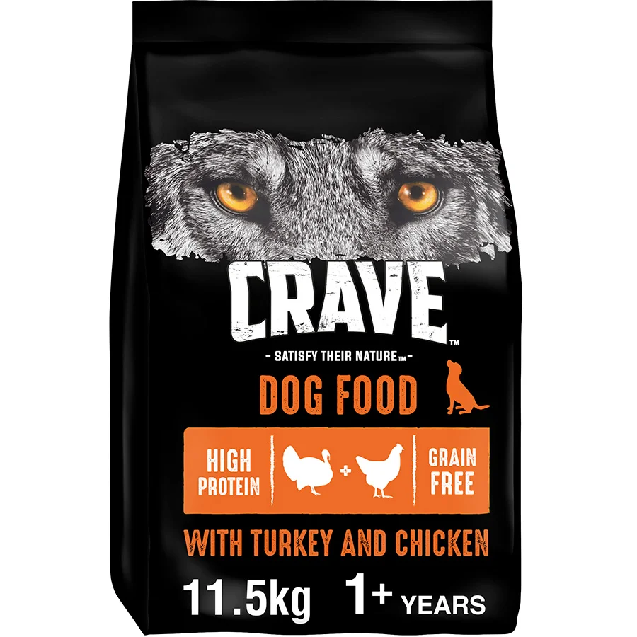 Reusable Crave Adult Dry Dog Food Turkey Chicken 11.5kg Breathable