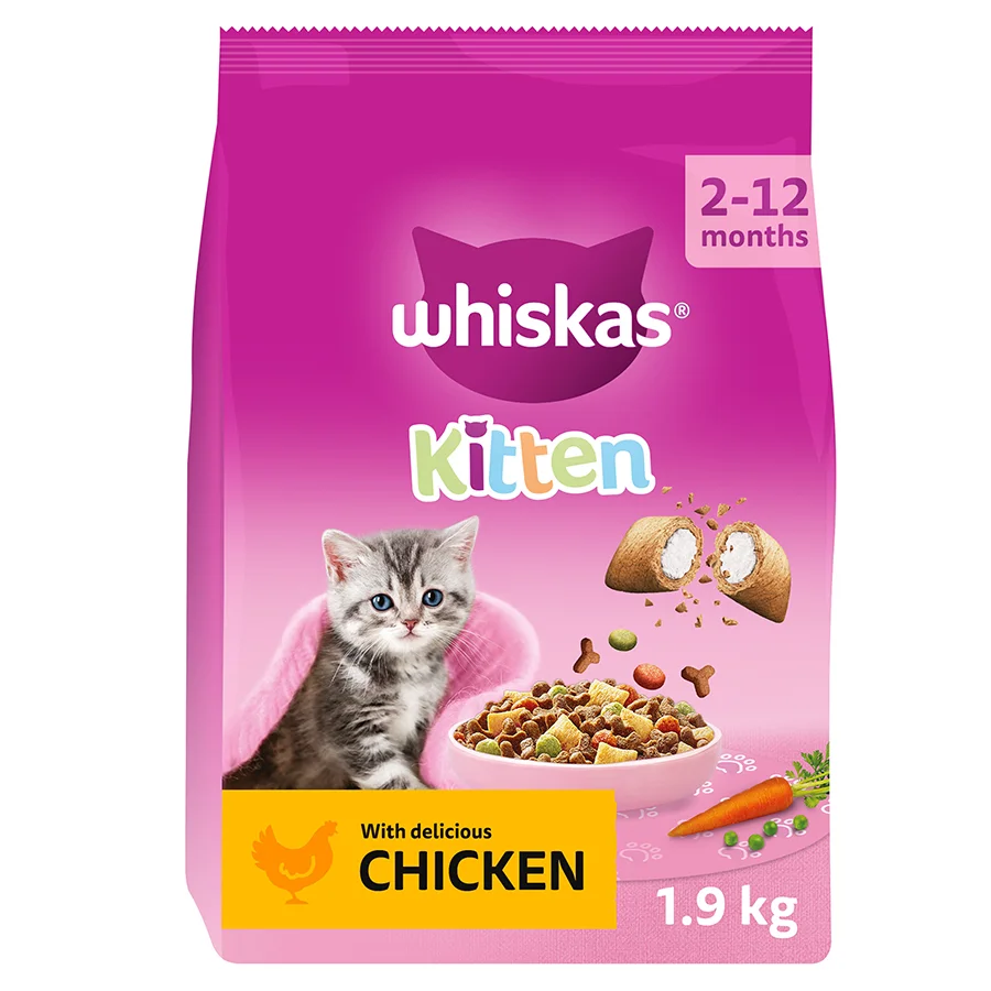 Exclusive Whiskas Kitten Dry Cat Food Chicken 1.9kg Fast