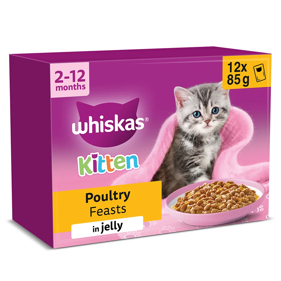 Excellent Whiskas Kitten Wet Cat Food Poultry In Jelly 12x85g Classic