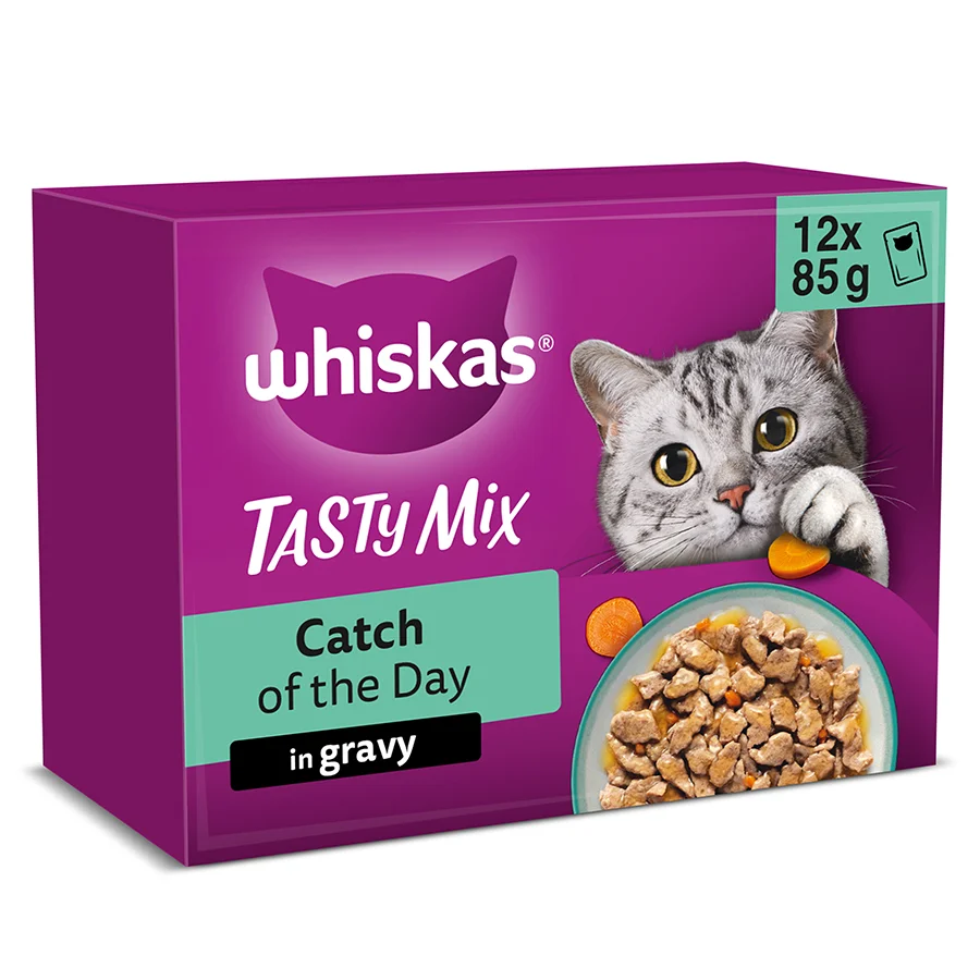 Premium Material Whiskas 1 Adult Wet Cat Food Catch of the Day Mix in Gravy 12x85g Functional