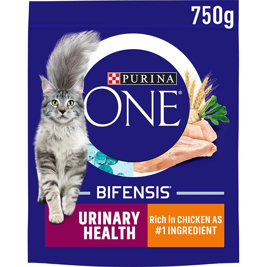 Refined Purina ONE Urinary Health Adult Dry Cat Food Chicken 750g User-Friendly