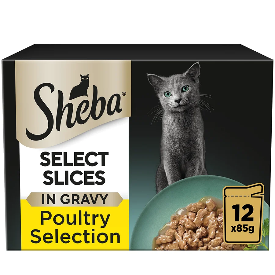 Eco-Friendly Sheba Select Slices Adult Wet Cat Food Poultry In Gravy 12x85g Authentic