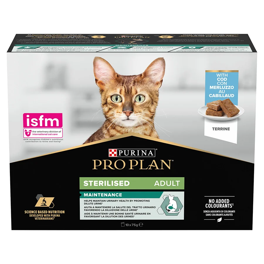 First-Class Pro Plan Sterilised Maintenance Wet Adult Cat Food Cod Terrine 10x75g Excellent