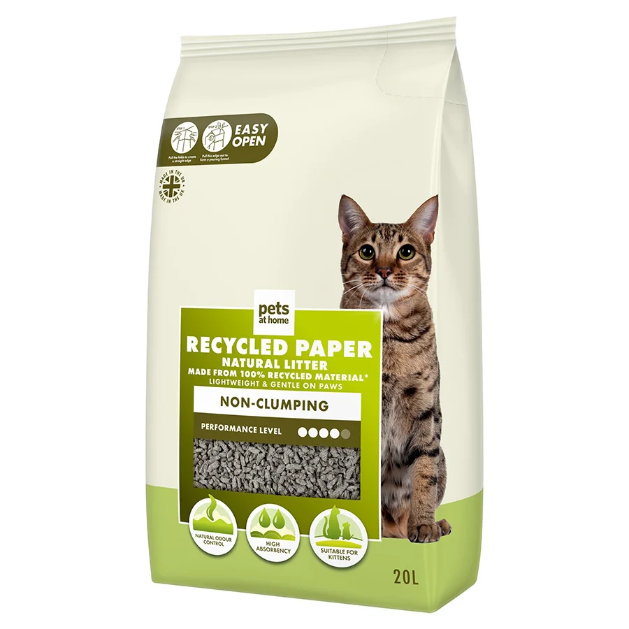Responsible Pets at Home Recycled Paper Cat Litter 20L Consistent