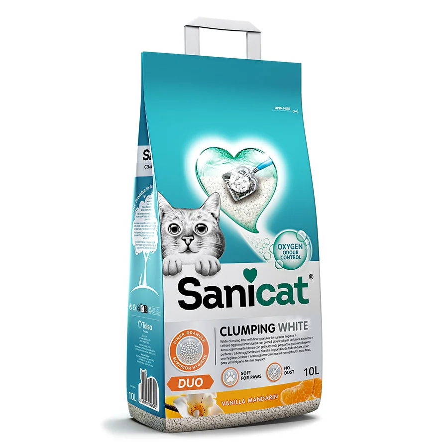 Practical Sanicat Duo Cat Litter White 10L Environmentally Friendly