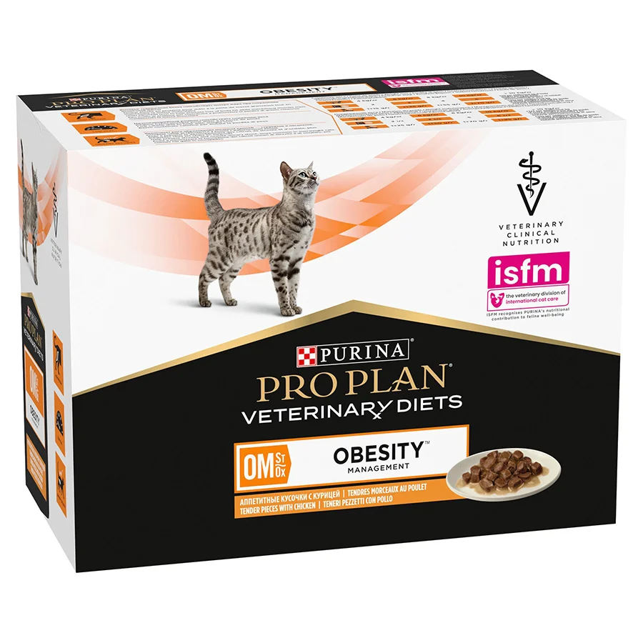 Easy-to-Use Pro Plan Vet Diet OM Obesity Management Wet Adult Cat Food Chicken 10x85g Clean