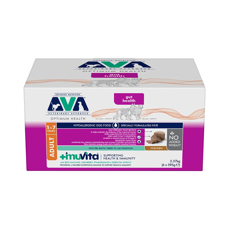 Fashionable AVA Veterinary Hypoallergenic Gut Health Pâté Wet Adult Dog Food 6x395g Fast