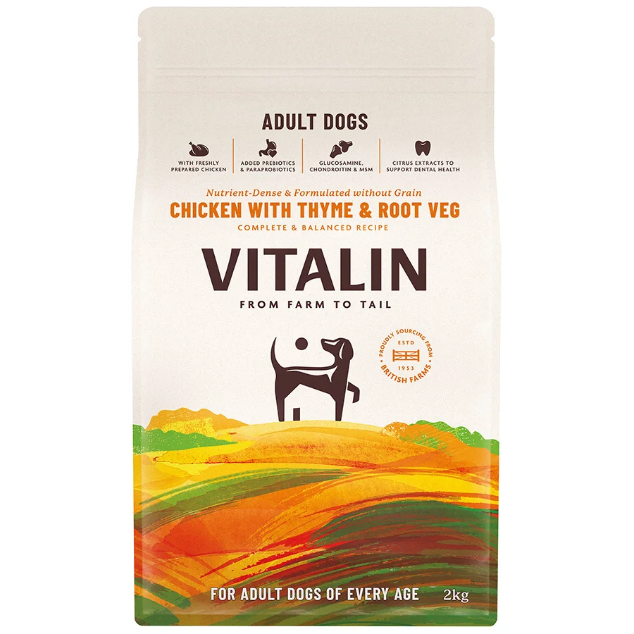Sophisticated Vitalin Adult Dry Dog Food Chicken with Veg Thyme 2kg Flexible