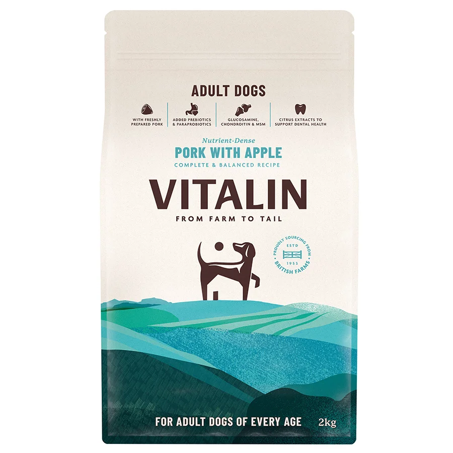 Classic Vitalin Adult Dry Dog Food Pork with Apple 2kg Selected