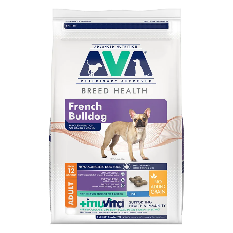 Reusable AVA Veterinary French Bulldog Dry Adult Dog Food 12kg Refined