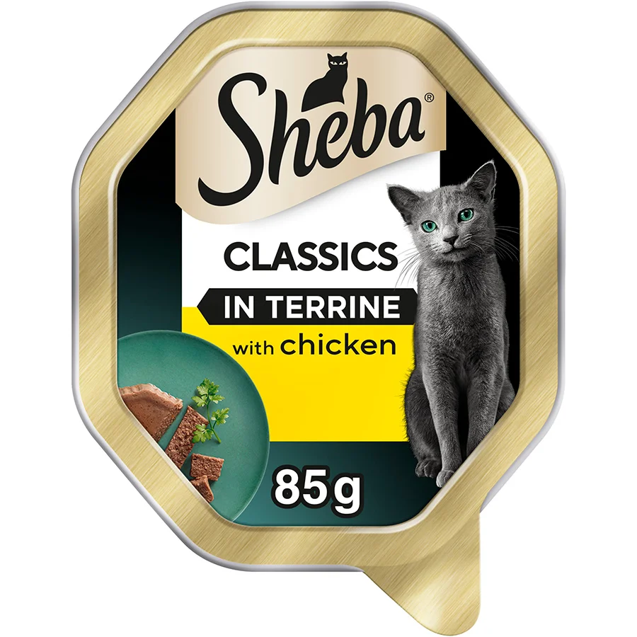 Authentic Sheba Classics Wet Adult Cat Food with Chicken in Terrine 85g Tray Excellent