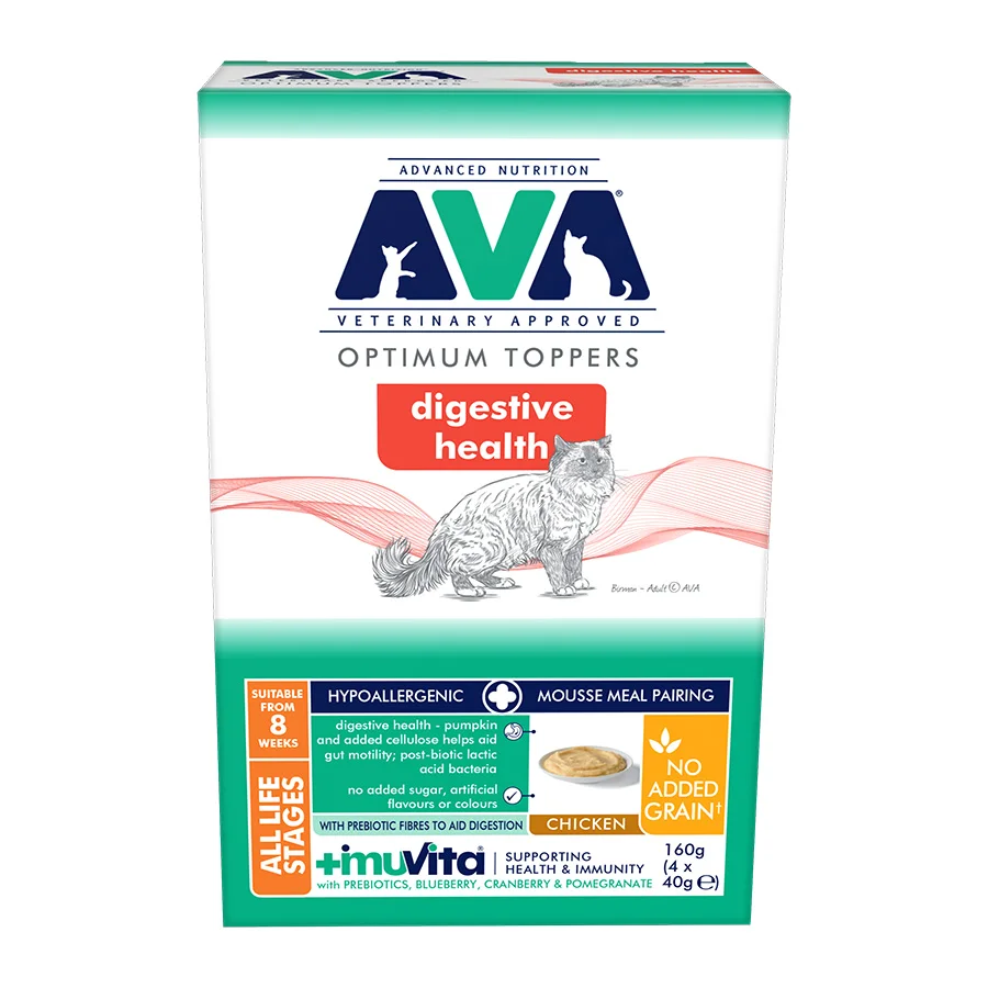 Fast AVA Digestive Health Mousse Meal Pairing Cat Food Topper 4 x 40g Advanced