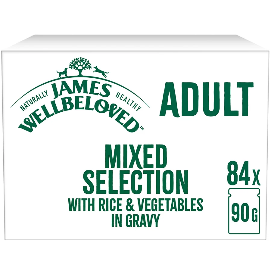 Healthy James Wellbeloved Wet Adult Dog Food in Gravy Mixed Pack 84x90g Pouches Contemporary