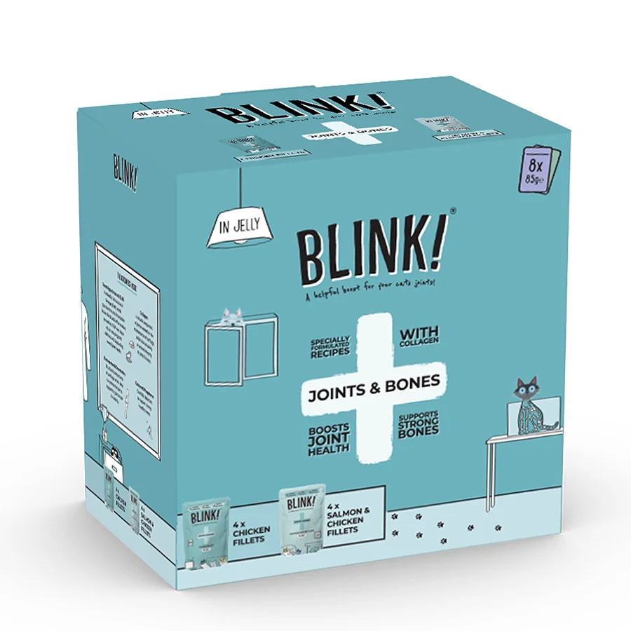 Responsible Blink Joints and Bones Wet Adult Cat Food in Jelly 8 x 85g Pouches Selected