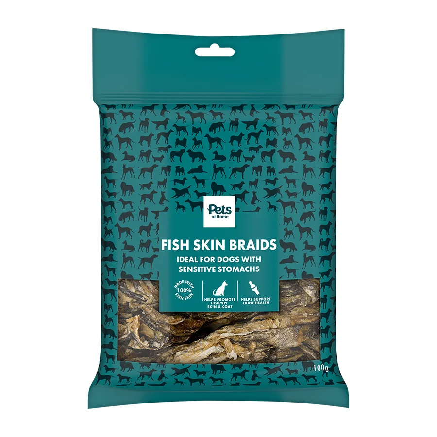 Selected Pets at Home Fish Skin Braids Dog Treats 100g Detailed