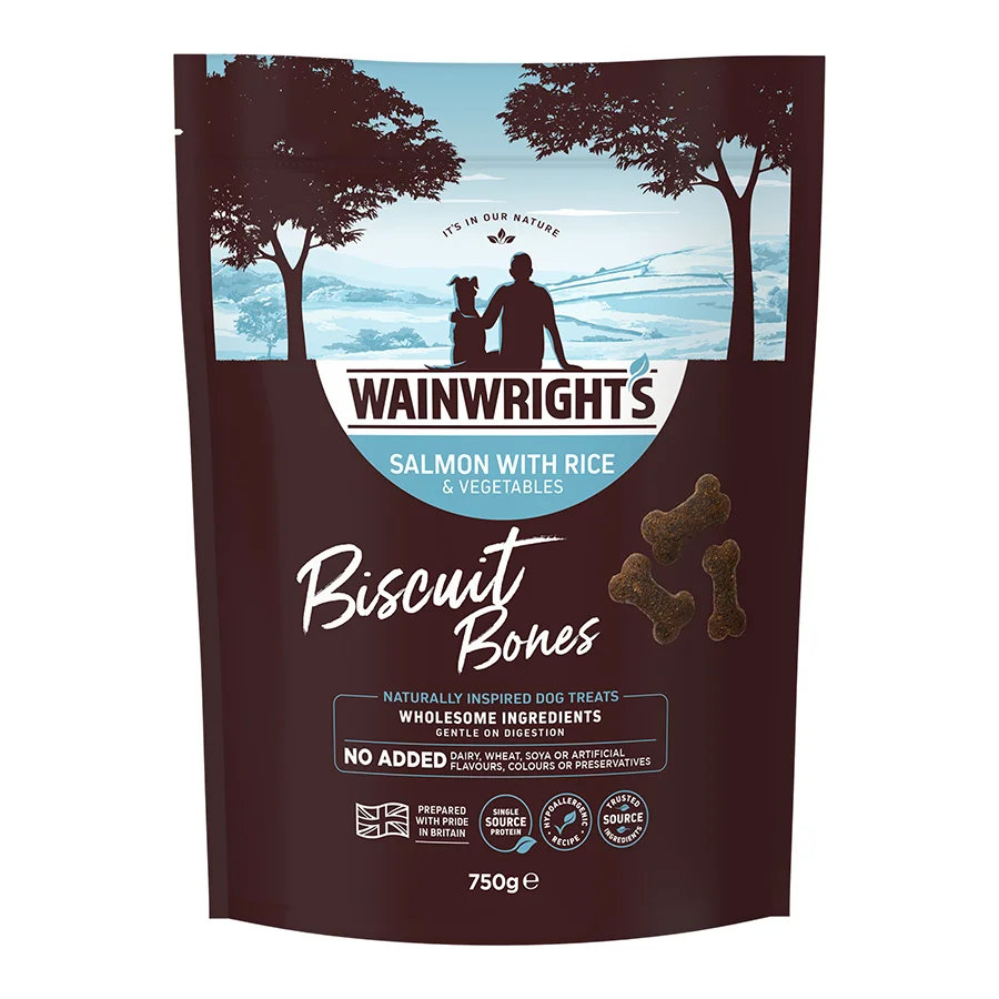 Effective Wainwright x27 s Biscuit Bones Dog Treats Salmon with Rice Vegetables 750g Flexible