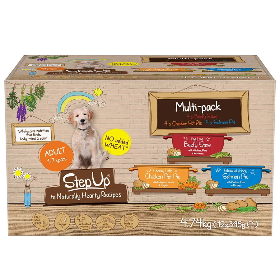 Casual Step Up To Naturals Variety Pack Wet Adult Dog Food 12x395g Trays